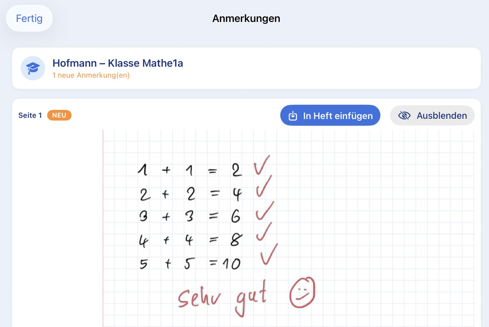 Teacher annotation with 'Insert into notebook' and 'Hide'